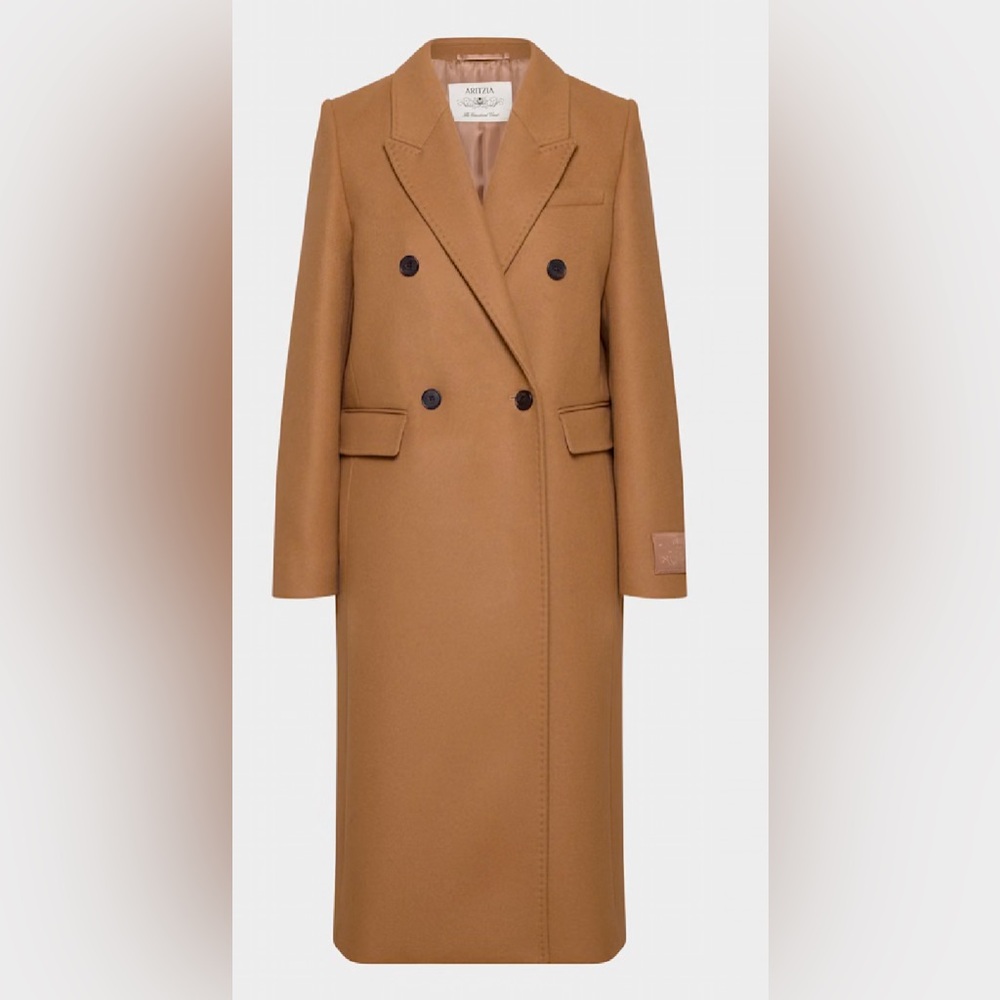 Babaton Double-Breasted Long Trench Coat in Camel